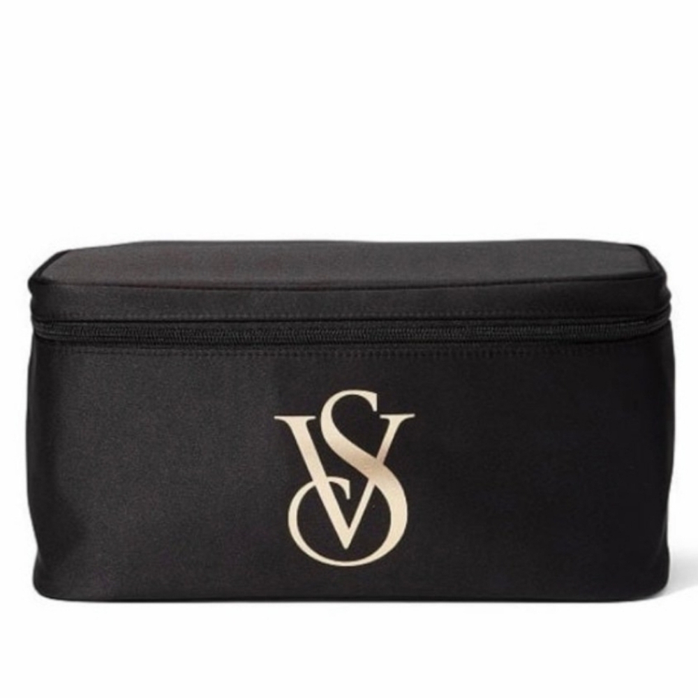 Victoria's Secret Black Cosmetic Bag with Gold VS Logo